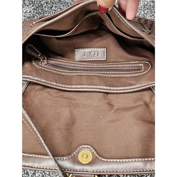 Ann Taylor Loft Basket weave brown handbag/Shoulderbag #A85 - Picture 8 of 11